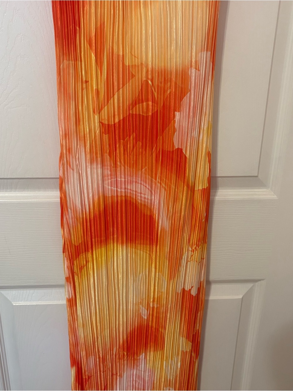 Orange & Yellow Hawaiian Pleated Slip Dress - Picture 3 of 12